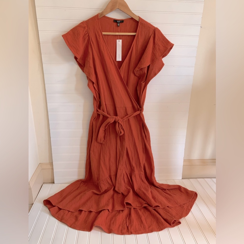 DREW by Anthropologie Linen Wrap Dress size Large